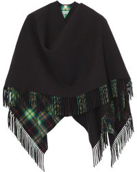 Burberry - Wool Fringe Blanket Cape - Lyst