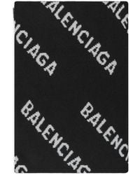 Balenciaga - Virgin Wool All-over Logo Scarf - Lyst
