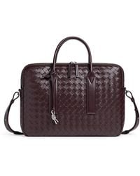 Bottega Veneta - Leather Intrecciato Getaway Briefcase - Lyst