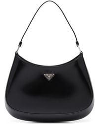 Prada - Cleo Brand-Plaque Brushed Leather Shoulder Bag - Lyst