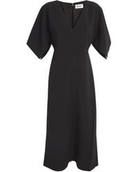 St. John - Flutter-Sleeve Midi Dress - Lyst