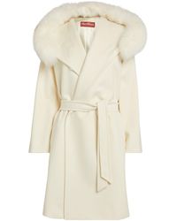 Max Mara Fox Fur-trim Mango Coat - White