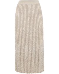 Brunello Cucinelli - Embellished-knit Midi Skirt - Lyst