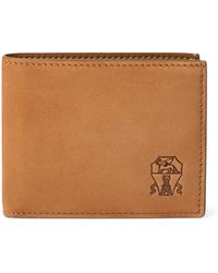 Brunello Cucinelli - Nubuck Logo Bifold Wallet - Lyst