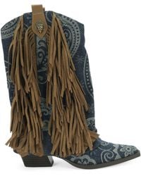 Kurt Geiger - Gaiter Fringe Cowboy Boots - Lyst