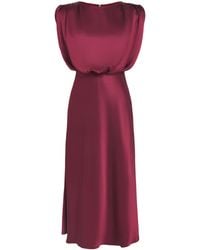 Toccin - Satin Flora Midi Dress - Lyst