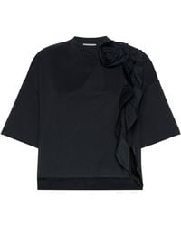 Max Mara - Cotton Floral Appliqué T-Shirt - Lyst