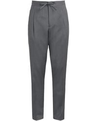 Lardini - Virgin Wool Drawstring Straight Trousers - Lyst