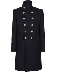 Balmain - Wool Double-breasted Officer Coat - Lyst