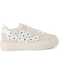 Kurt Geiger - Suede Flower-Embellished Laney Sneakers - Lyst
