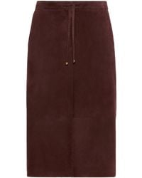 Max Mara - Suede Midi Skirt - Lyst