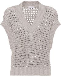 Brunello Cucinelli - Silk-linen Net Sweater Vest - Lyst