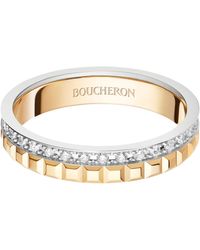 Boucheron - Yellow Gold, White Gold And Diamond Quatre Wedding Band - Lyst