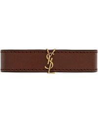 Saint Laurent - Leather Cassandre Bracelet - Lyst