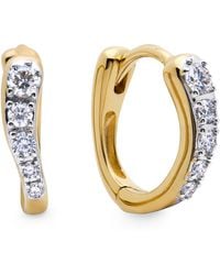 Monica Vinader - Vermeil And Diamond Riva Huggie Earrings - Lyst