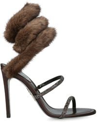 Rene Caovilla - Fur-Trim Cleo Sandals 105 - Lyst