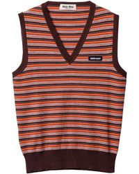 Miu Miu - Wool Stripe Sweater Vest - Lyst