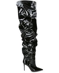 AMINA MUADDI - Jaheel Rippled-texture Leather Heeled Thigh-high Boots - Lyst