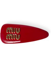 Miu Miu - Leather Logo Hair Clip - Lyst