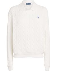 Polo Ralph Lauren - Cotton Cable-Knit Polo Collar Sweater - Lyst