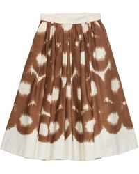 Prada - Cotton Printed Midi Skirt - Lyst