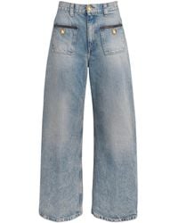 Sandro - Leather-Trimmed Straight Jeans - Lyst