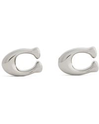 COACH - Signature Sculpted C Earrings - Lyst
