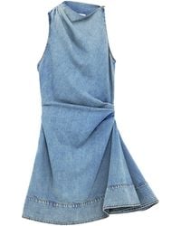McQueen - Denim Asymmetric Mini Dress - Lyst