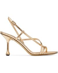 Jimmy Choo - Etana 80 Metallic Leather Heeled Sandals - Lyst