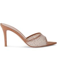 Gianvito Rossi - Suede Embellished Rania Mules 85 - Lyst