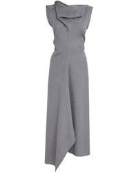 Victoria Beckham - Wool Draped Tailored Midi Dress - Lyst