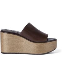 Brunello Cucinelli - Leather Wedge Sandals 100 - Lyst