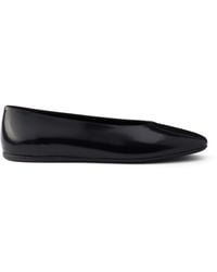 Prada - Leather Logo Ballet Flats - Lyst