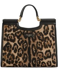 Dolce & Gabbana - Small Leopard Print Sicily Tote Bag - Lyst