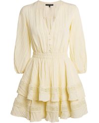 Maje - Lace-Trim Ruffled Mini Dress - Lyst