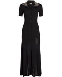 Sandro - Ribbed Embellished-Collar Midi Dress - Lyst