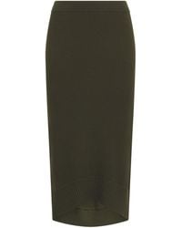 Victoria Beckham - Merino Wool-Blend Ribbed Midi Skirt - Lyst