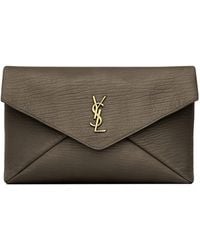 Saint Laurent - Leather Cassandre Envelope Pouch - Lyst