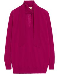 Valentino - Wool Tie-Neck Sweater - Lyst