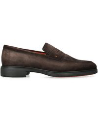 Santoni - Suede Easy Penny Loafers - Lyst