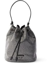 Prada - Mini Crystal-Embellished Bucket Bag - Lyst