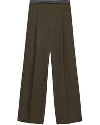 Loewe - Wool Leather-Band Wide-Leg Trousers - Lyst