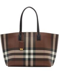 Burberry - Medium Check Tote Bag - Lyst