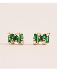 Suzanne Kalan - Emerald And Diamond Shimmer Earrings - Lyst