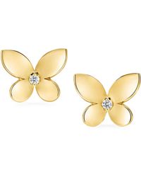 Graff - Mini Yellow Gold And Diamond Butterfly Earrings - Lyst