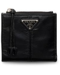 Prada - Small Leather Press-Stud Wallet - Lyst
