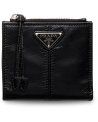 Prada - Small Leather Press-Stud Wallet - Lyst