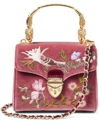 Aspinal of London - Mini Velvet Embroidered Mayfair Top-Handle Bag - Lyst