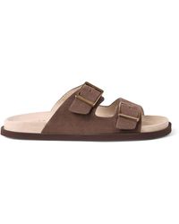 Brunello Cucinelli - Suede Buckle-Detail Sandals - Lyst