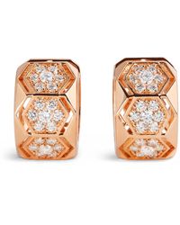 BeeGoddess - And Diamond Honeycomb Huggie Earrings - Lyst